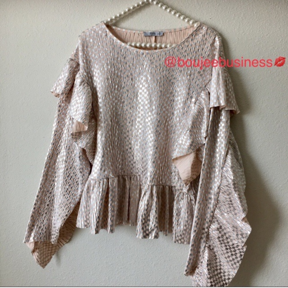 ZARA Metallic Top with Ruffles - Picture 2 of 8